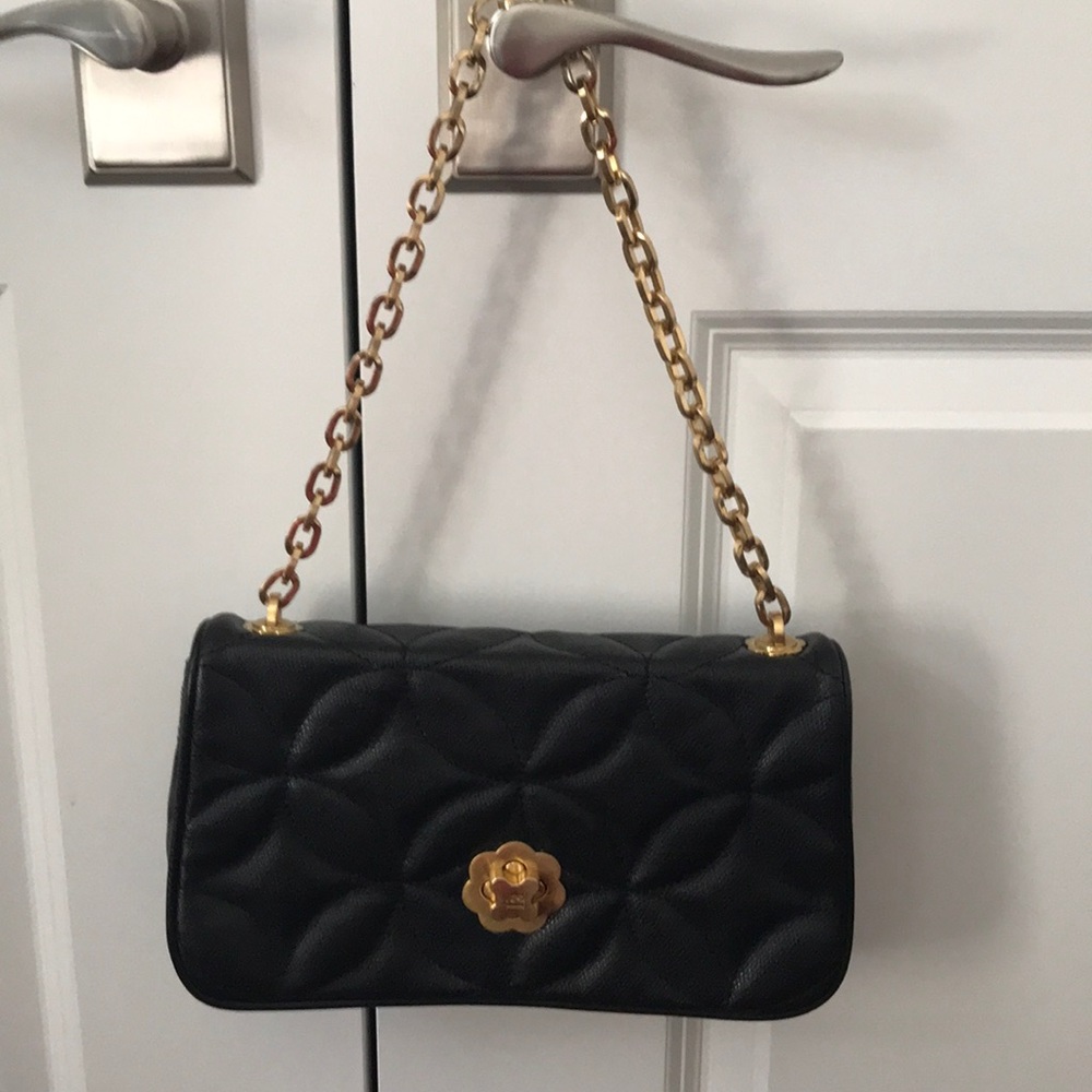 Eric Javits black leather clutch